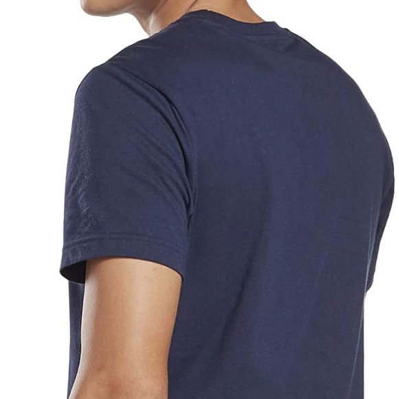 🆕Reebok Men's Standard Training E. Graphic T-Shirt,Vector Navy/Small White Logo - Picture 3 of 14